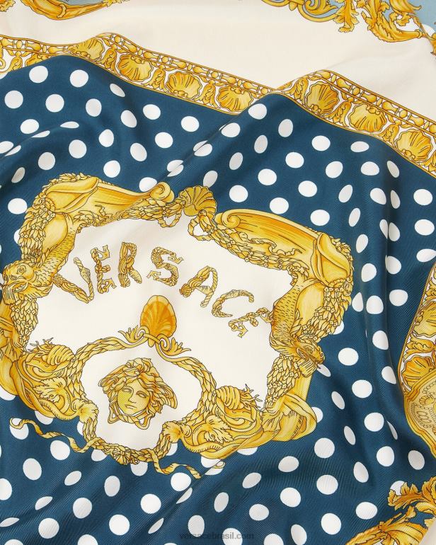 acessórios P2TX898 Versace foulard de seda grande barroco em forma de concha imprimir mulheres