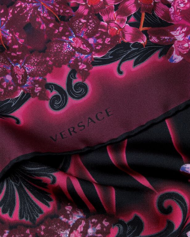 acessórios P2TX920 Versace foulard de seda barroco orquídea fúcsia e estampa mulheres
