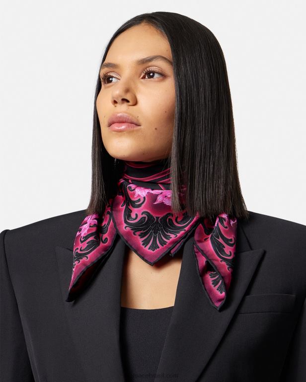 acessórios P2TX920 Versace foulard de seda barroco orquídea fúcsia e estampa mulheres