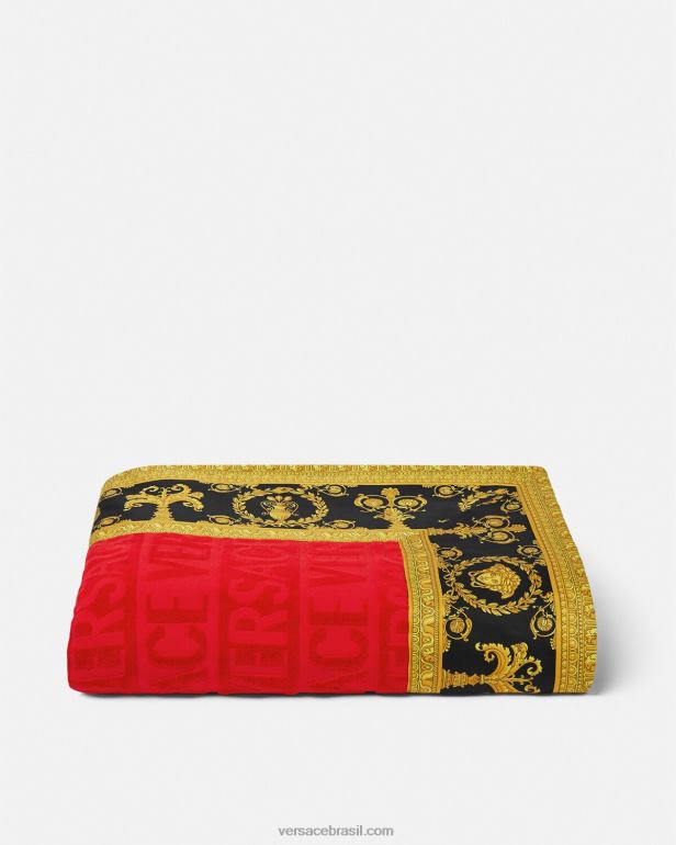roupas íntimas e moda praia P2TX1201 Versace eu toalha de praia barroca vermelho mulheres