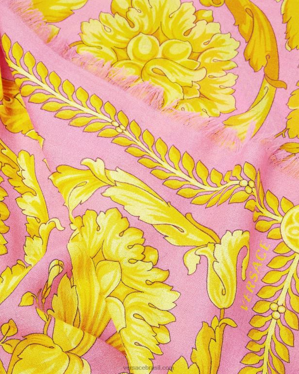 acessórios P2TX887 Versace xale de mistura de caxemira barroco rosa mulheres