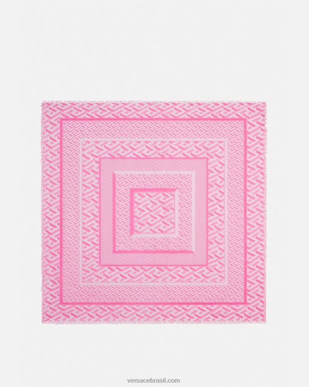 acessórios P2TX925 Versace xale com franjas la greca rosa mulheres