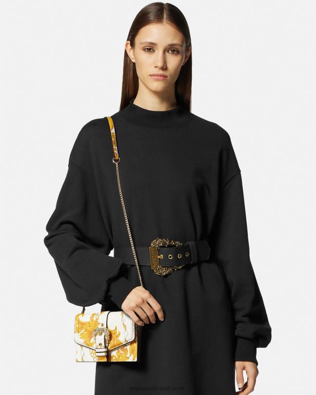 bolsas P2TX2359 Versace bolsa de ombro corrente couture couture1 ouro e branco mulheres