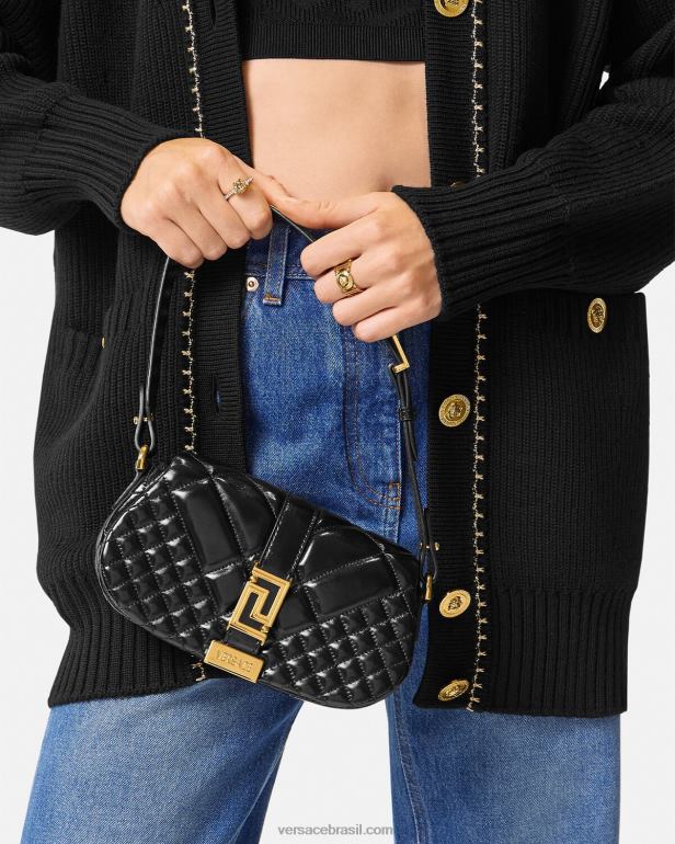 bolsas P2TX244 Versace bolsa de ombro mini deusa greca preto mulheres