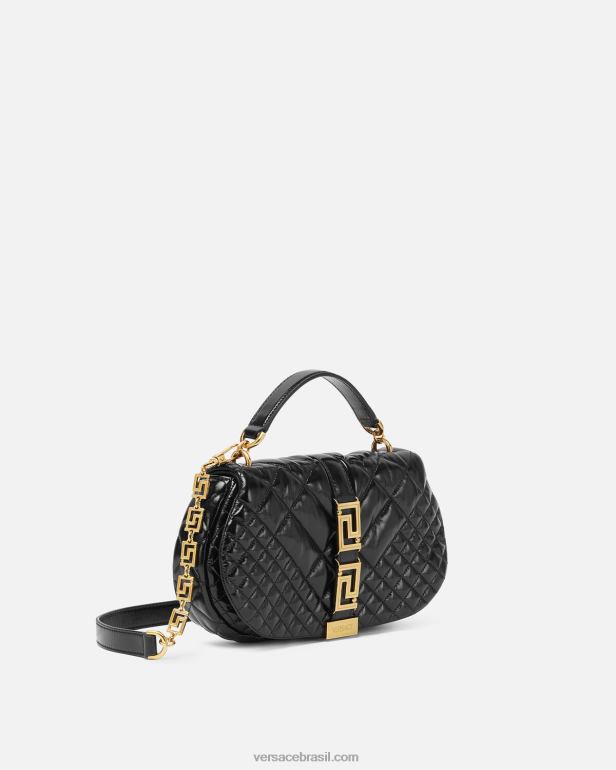 bolsas P2TX246 Versace bolsa de ombro deusa grega preto mulheres