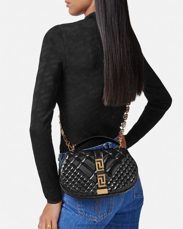 bolsas P2TX246 Versace bolsa de ombro deusa grega preto mulheres