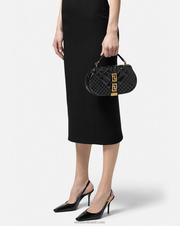 bolsas P2TX246 Versace bolsa de ombro deusa grega preto mulheres