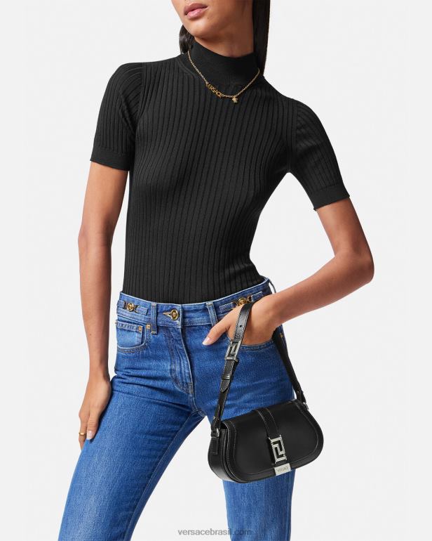 bolsas P2TX247 Versace bolsa de ombro mini deusa greca preto mulheres