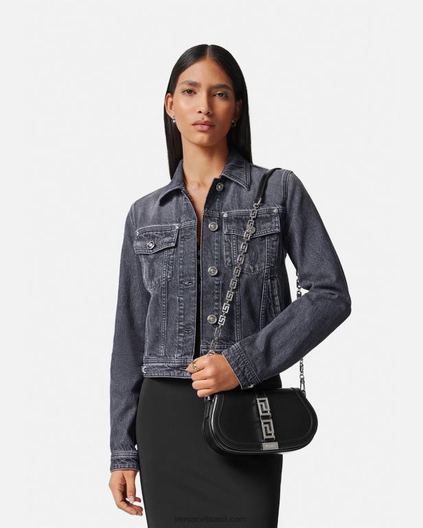 bolsas P2TX248 Versace bolsa de ombro deusa grega preto mulheres