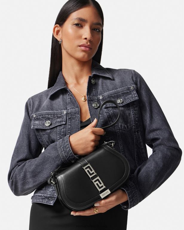 bolsas P2TX248 Versace bolsa de ombro deusa grega preto mulheres