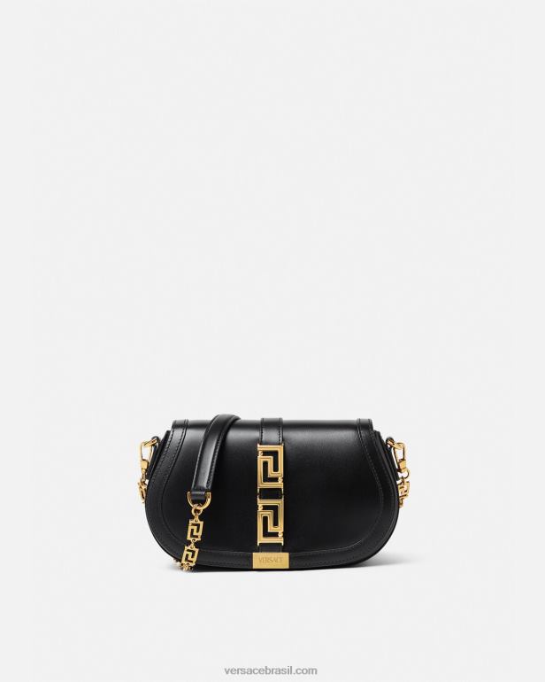 bolsas P2TX251 Versace bolsa de ombro deusa grega preto mulheres