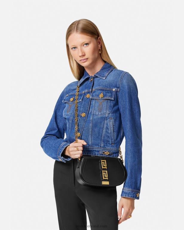 bolsas P2TX251 Versace bolsa de ombro deusa grega preto mulheres