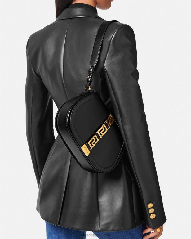 bolsas P2TX254 Versace bolsa de ombro grande deusa greca preto mulheres