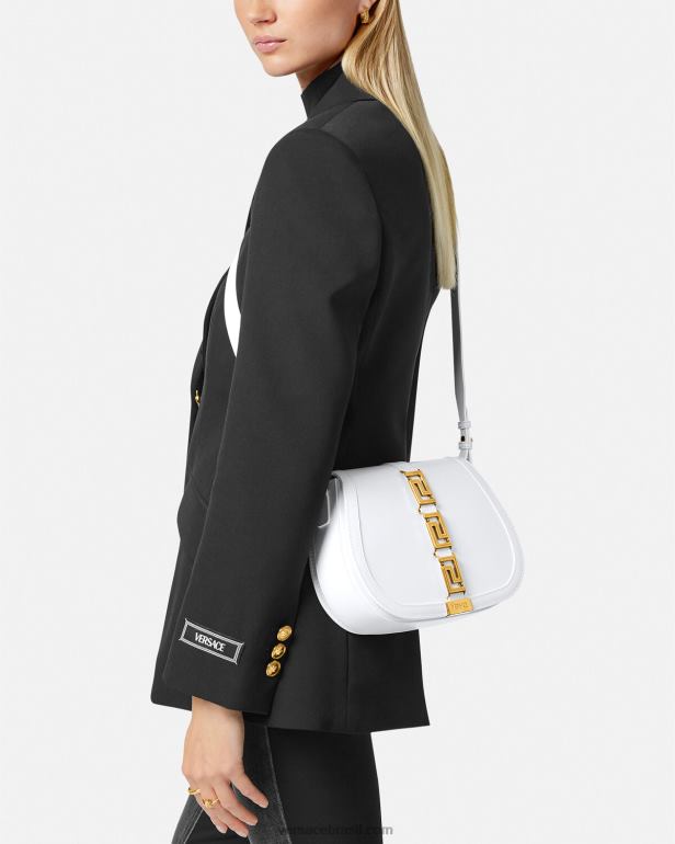 bolsas P2TX255 Versace bolsa de ombro grande deusa greca branco mulheres