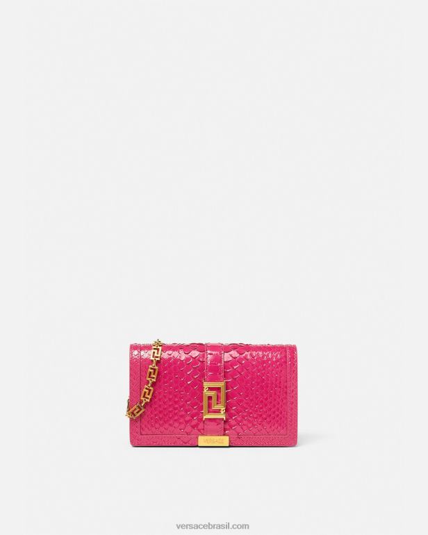 bolsas P2TX258 Versace mini bolsa greca deusa python rosa mulheres