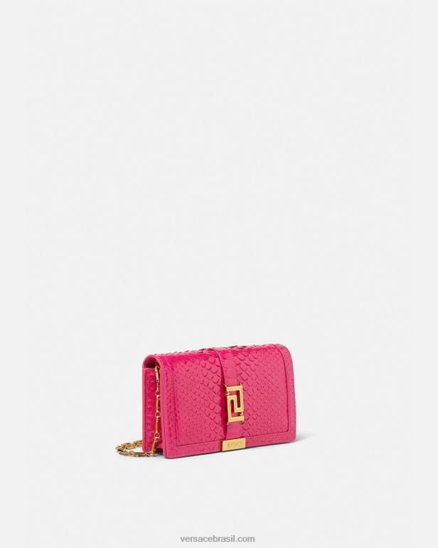 bolsas P2TX258 Versace mini bolsa greca deusa python rosa mulheres