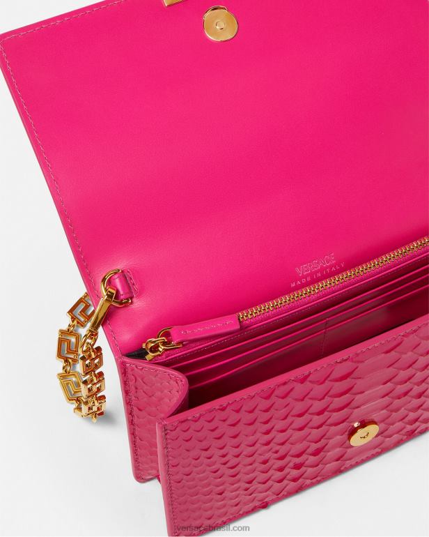 bolsas P2TX258 Versace mini bolsa greca deusa python rosa mulheres