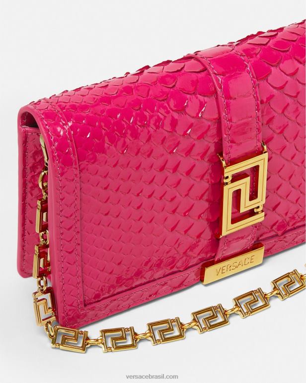 bolsas P2TX258 Versace mini bolsa greca deusa python rosa mulheres
