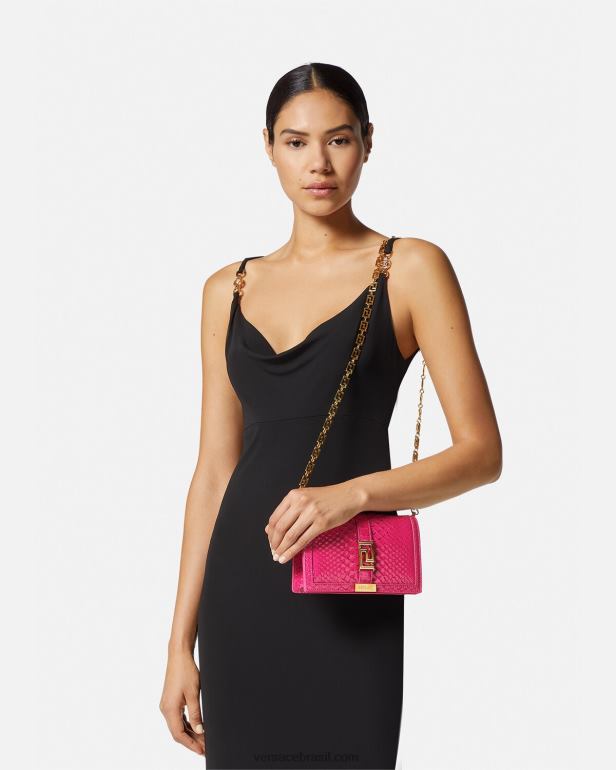 bolsas P2TX258 Versace mini bolsa greca deusa python rosa mulheres