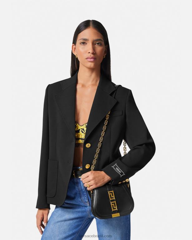 bolsas P2TX260 Versace bolsa de ombro pequena deusa greca preto mulheres