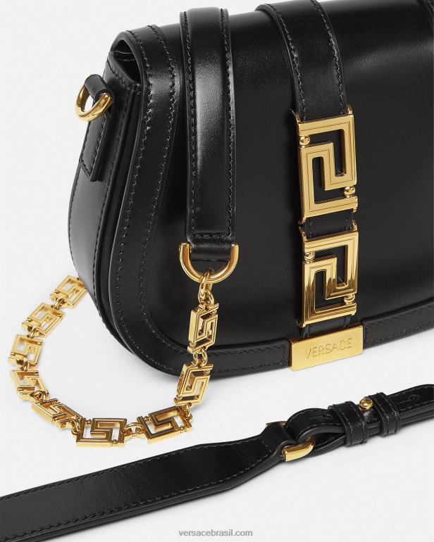 bolsas P2TX260 Versace bolsa de ombro pequena deusa greca preto mulheres