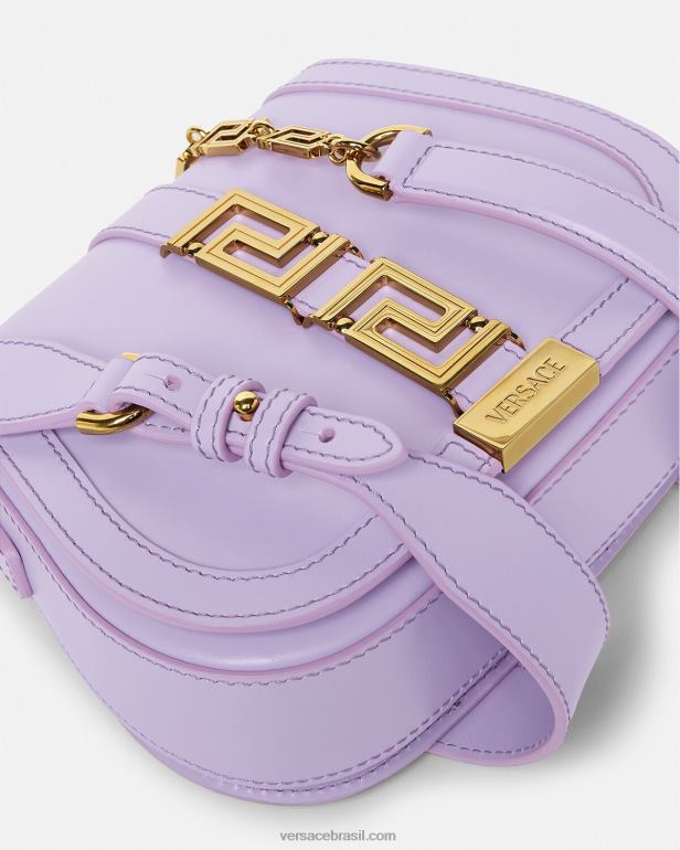bolsas P2TX263 Versace bolsa de ombro pequena deusa greca lilás mulheres