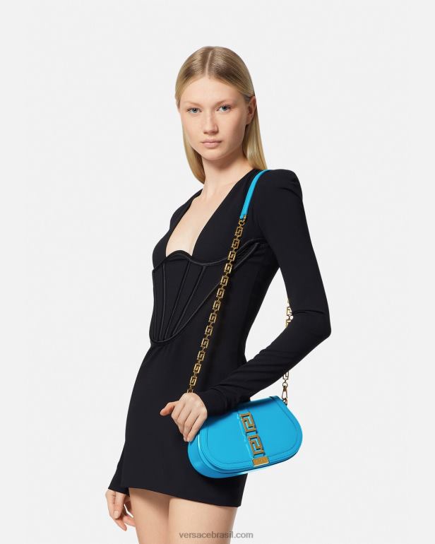 bolsas P2TX266 Versace bolsa de ombro deusa grega dv azul mulheres