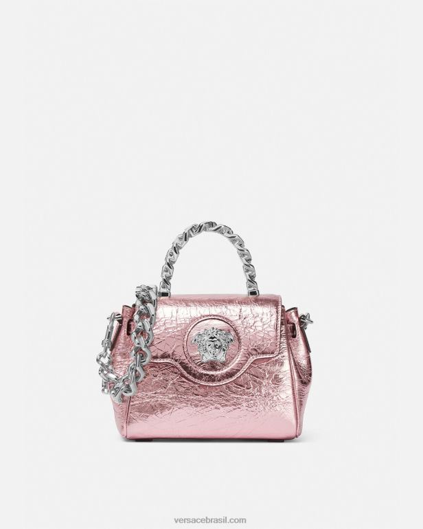 bolsas P2TX303 Versace bolsa pequena la medusa metálica rosa mulheres