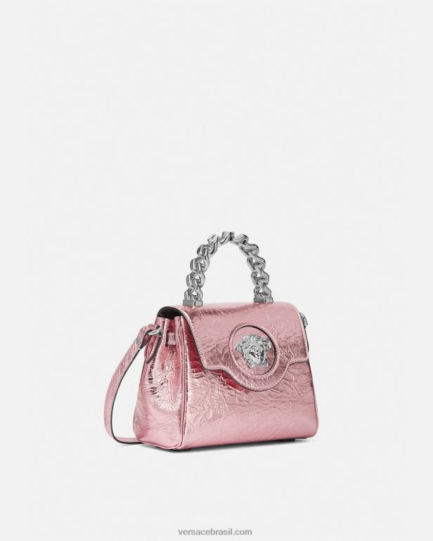 bolsas P2TX303 Versace bolsa pequena la medusa metálica rosa mulheres