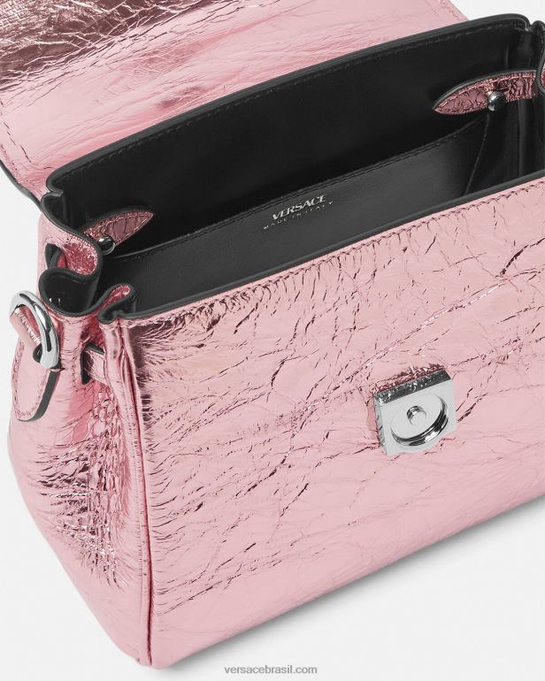 bolsas P2TX303 Versace bolsa pequena la medusa metálica rosa mulheres