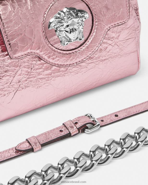 bolsas P2TX303 Versace bolsa pequena la medusa metálica rosa mulheres