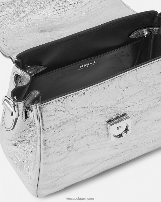 bolsas P2TX305 Versace bolsa pequena la medusa metálica cinza mulheres