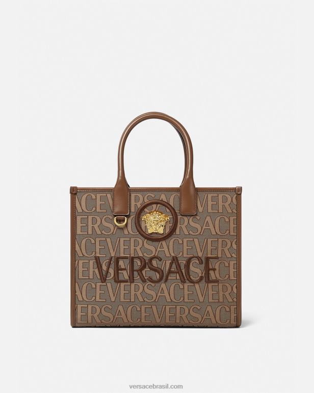bolsas P2TX316 Versace bolsa tote pequena marrom mulheres