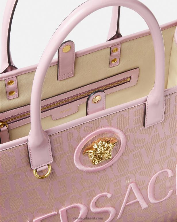 bolsas P2TX320 Versace bolsa tote grande rosa e estampado mulheres