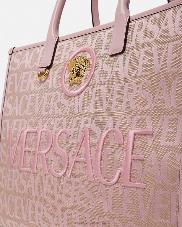 bolsas P2TX320 Versace bolsa tote grande rosa e estampado mulheres