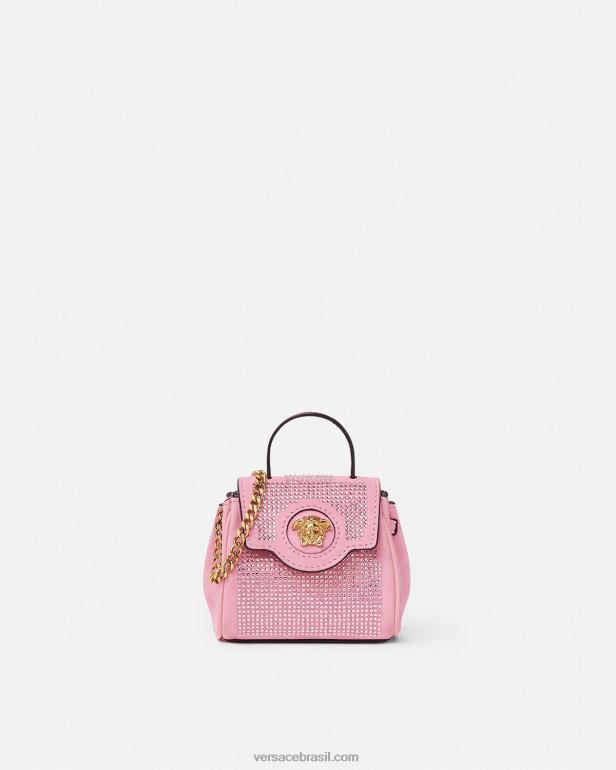 bolsas P2TX328 Versace micro bolsa la medusa com tachas rosa mulheres