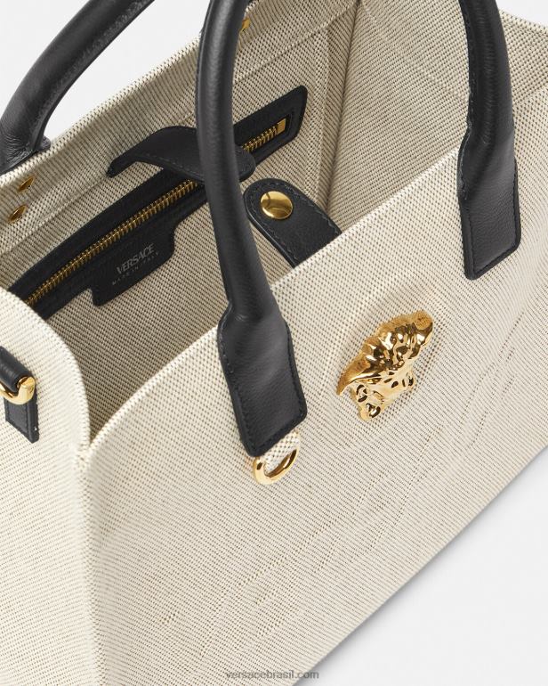 bolsas P2TX330 Versace bolsa tote pequena la medusa bege mulheres
