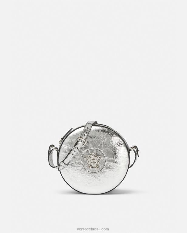 bolsas P2TX338 Versace bolsa transversal redonda la medusa cinza mulheres