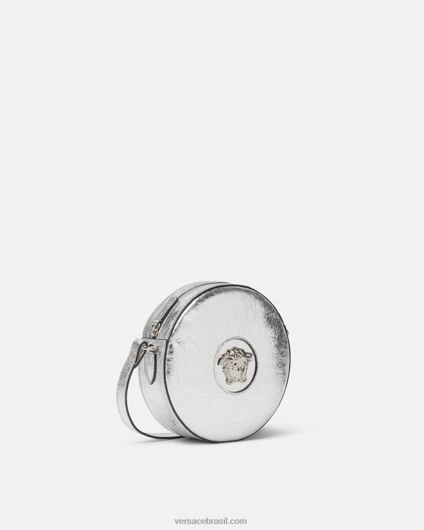 bolsas P2TX338 Versace bolsa transversal redonda la medusa cinza mulheres