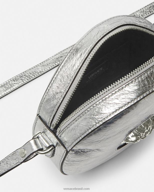 bolsas P2TX338 Versace bolsa transversal redonda la medusa cinza mulheres