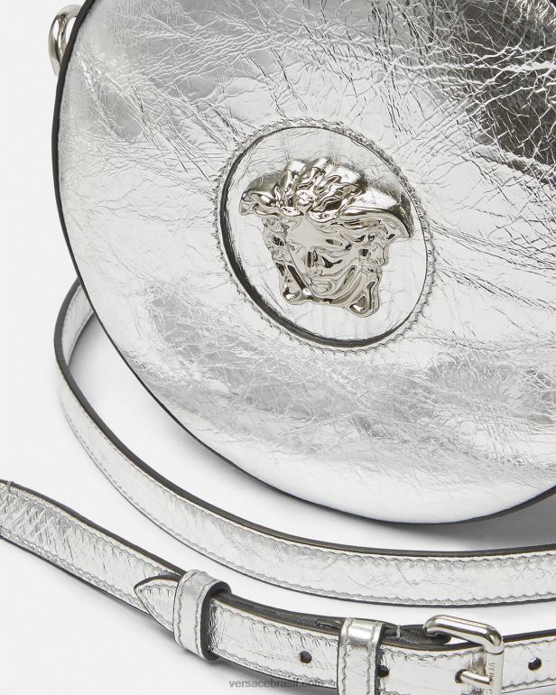 bolsas P2TX338 Versace bolsa transversal redonda la medusa cinza mulheres