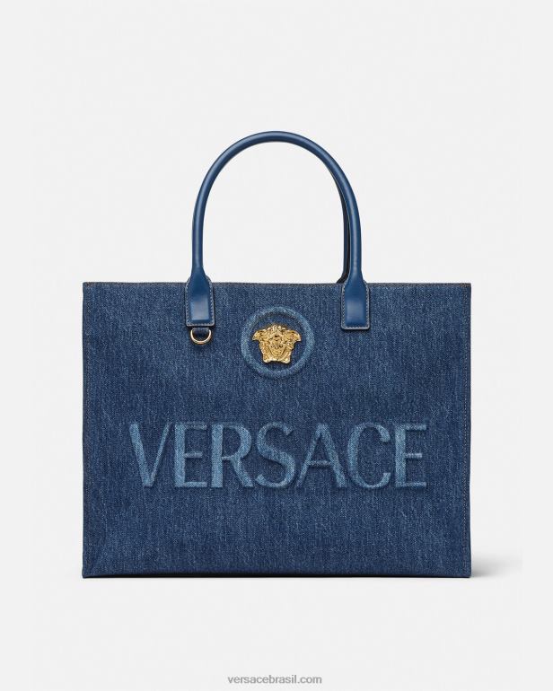 bolsas P2TX339 Versace bolsa tote grande medusa azul mulheres