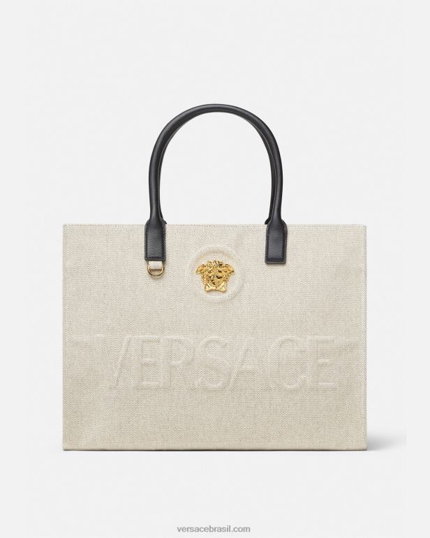 bolsas P2TX340 Versace bolsa tote grande medusa bege mulheres