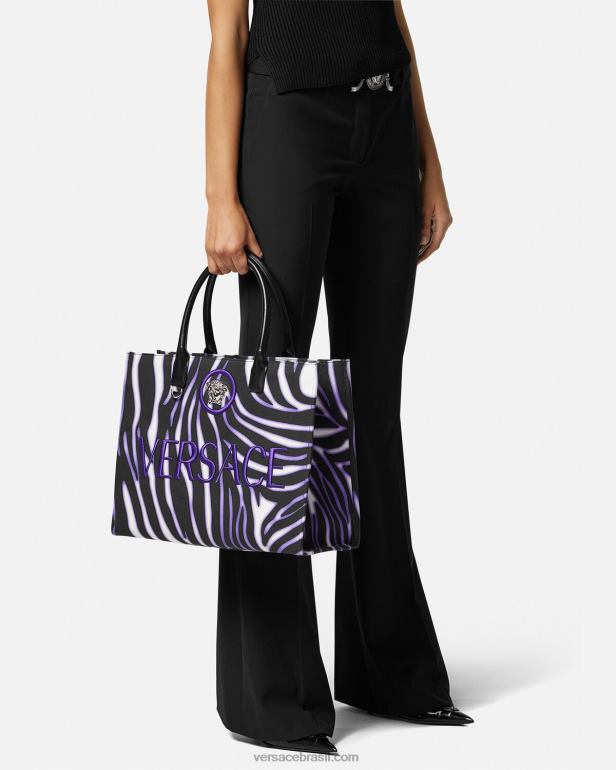 bolsas P2TX349 Versace bolsa zebra grande estampa e violeta mulheres