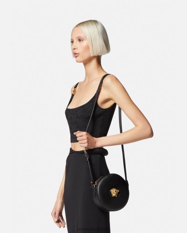 bolsas P2TX354 Versace bolsa redonda para câmera la medusa preto mulheres