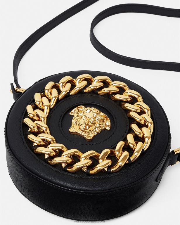 bolsas P2TX355 Versace bolsa redonda para câmera la medusa preto mulheres