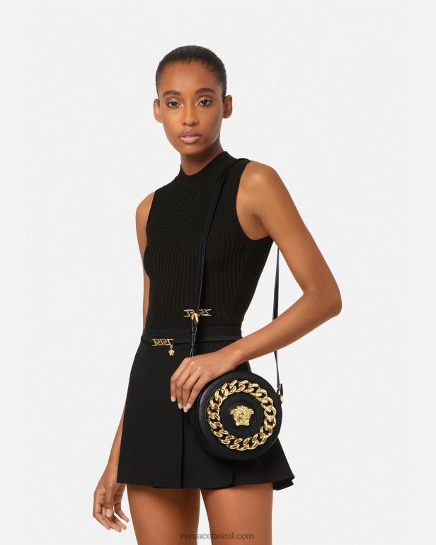 bolsas P2TX355 Versace bolsa redonda para câmera la medusa preto mulheres