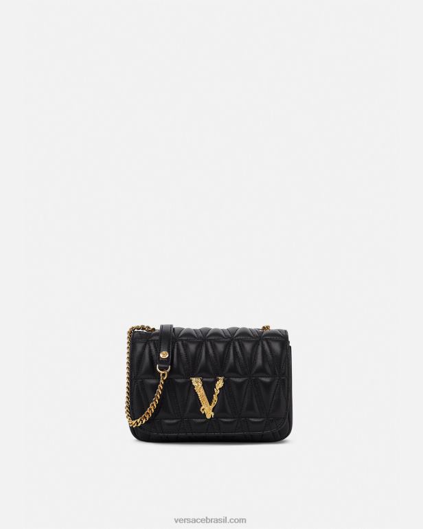 bolsas P2TX367 Versace bolsa de ombro pequena virtus preto mulheres