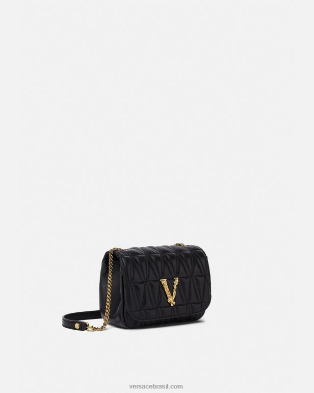 bolsas P2TX367 Versace bolsa de ombro pequena virtus preto mulheres