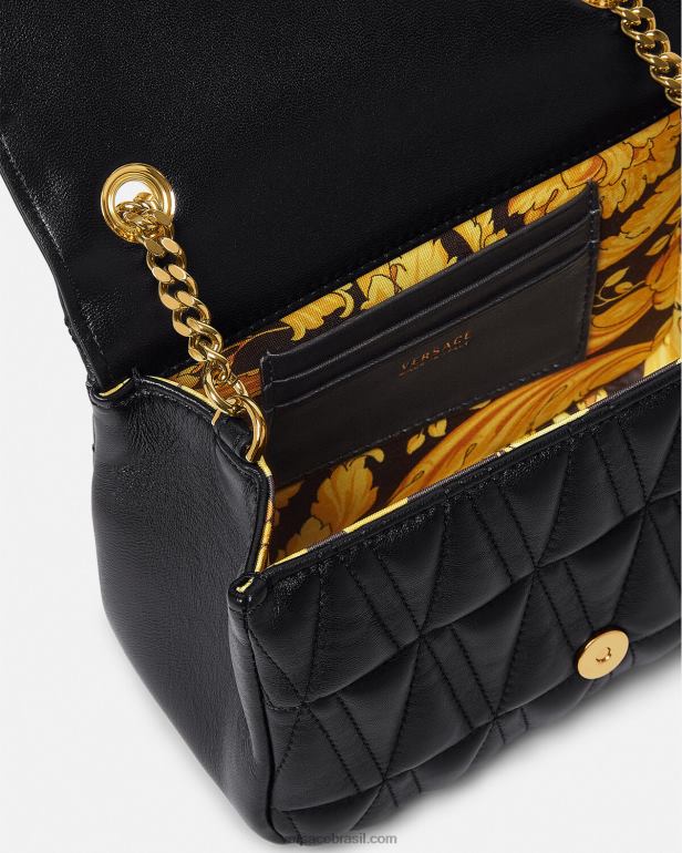 bolsas P2TX367 Versace bolsa de ombro pequena virtus preto mulheres